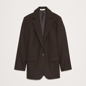 Banana Republic Boyfriend Wool Blazer in chocolate ganache brown, sz P00, NWT